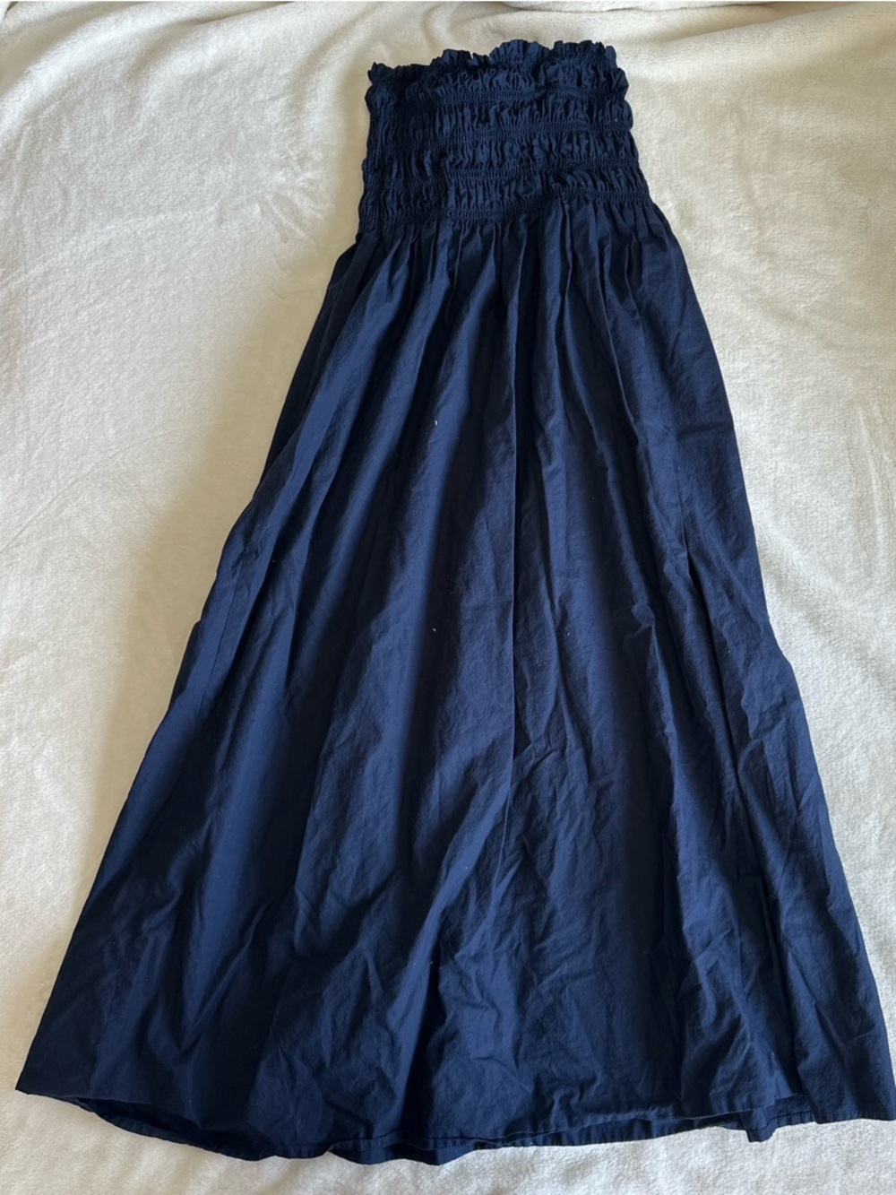 LOFT Navy Elastic Smocked Dress